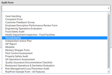 Select an audit form
