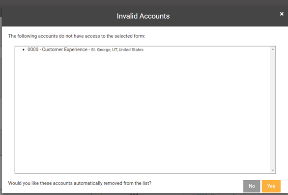 List of Invalid Accounts