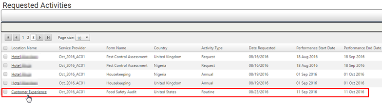 Select the activity Select the activity