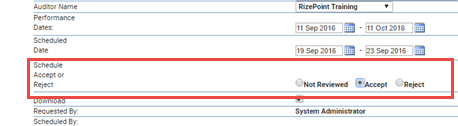 Accept or reject the schedule Accept or reject the schedule
