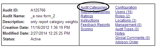 Audit Categories option