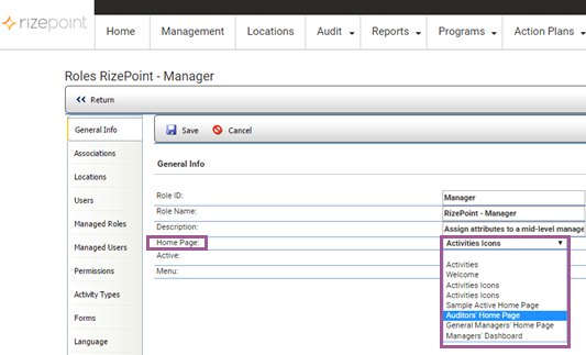 Assign the Active Home Page to a Role