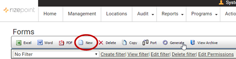 New Audit Form button