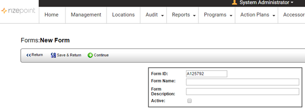 Create a new audit form