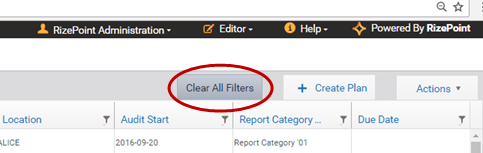 CLEAR ALL FILTERS tab