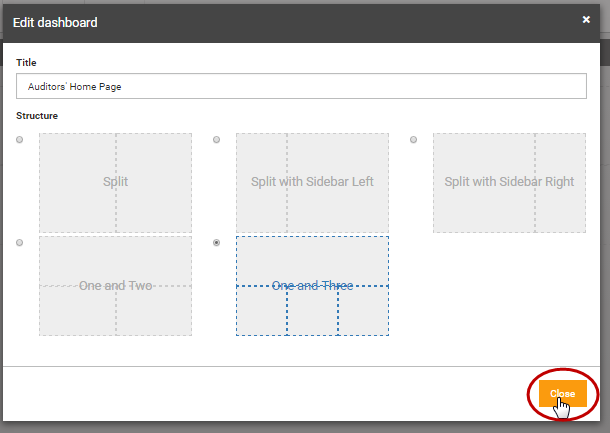 Close the Edit Dashboard box