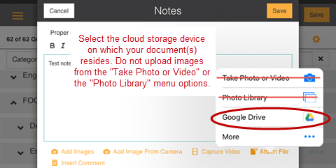 Select cloud storage option