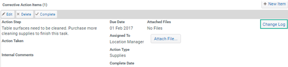 Action Item Change Log Button