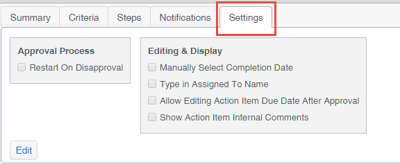 SETTINGS tab