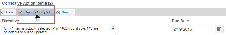Save & Complete button
