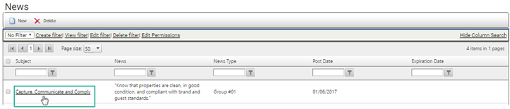 Select news item to edit