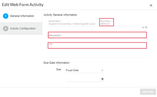 Create the supplier's location record