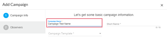 Enter the Campaign Name