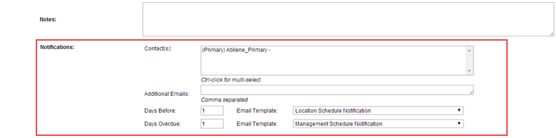 Notifications section